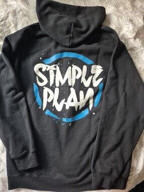 Simple Plan Graphic Black Hoodie with Blue & White Logo